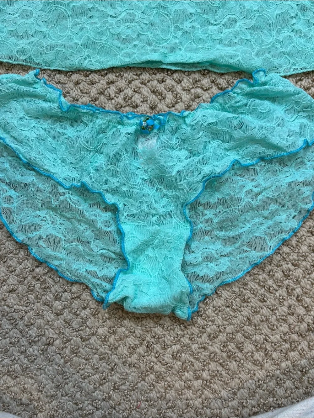 Victoria’s Secret Angels‎ Turquoise Lace Camisole and Matching Panties Size S/M_3